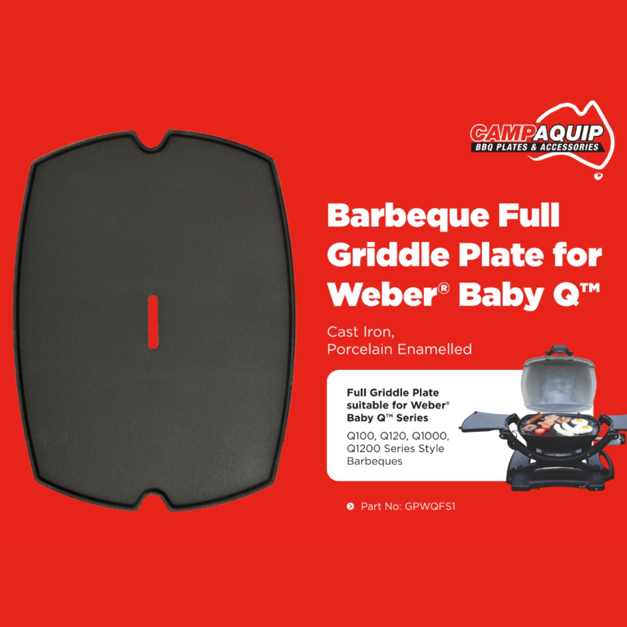 Barbeque Full Griddle Plate for Weber Baby Q - 60001