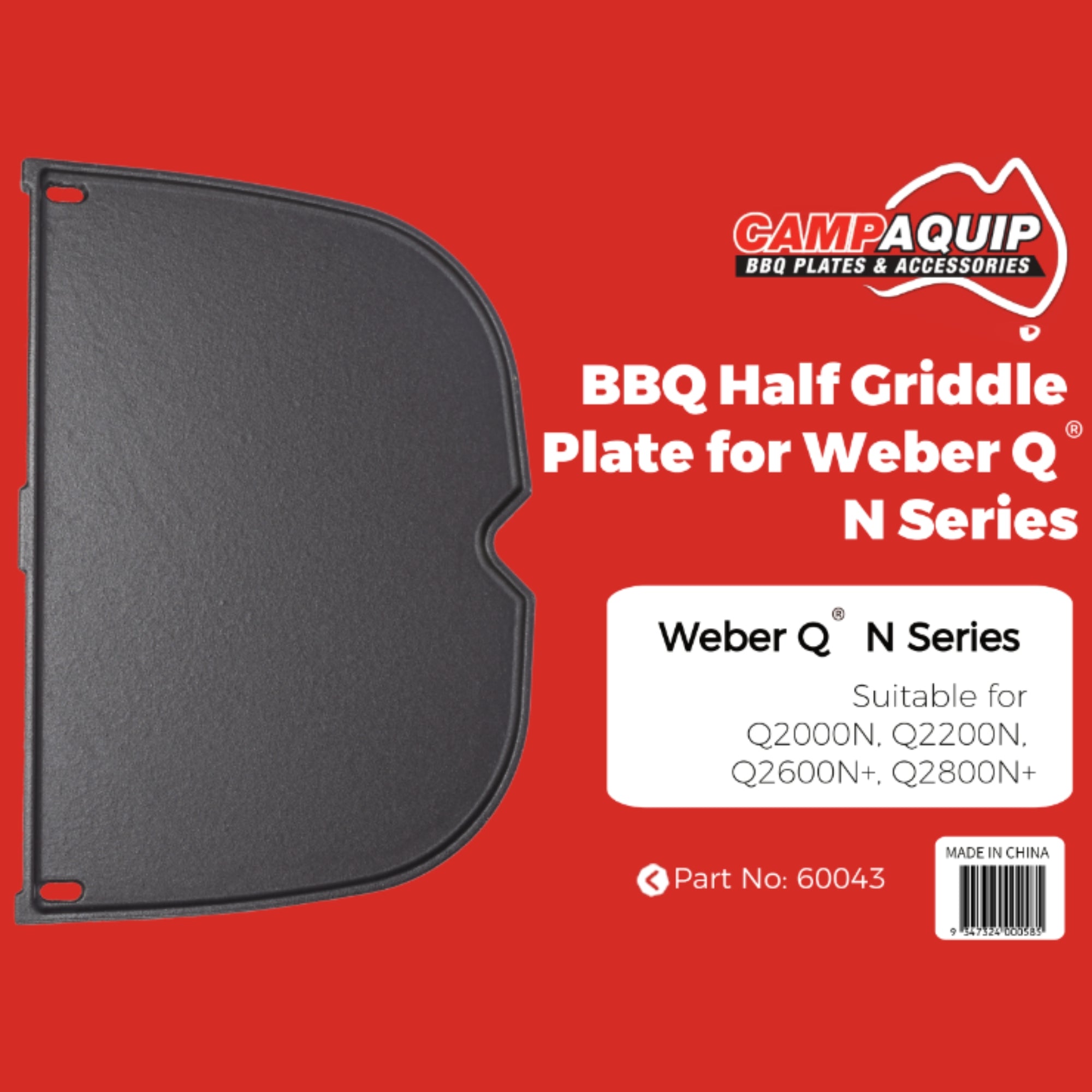Half Griddle Plate for Weber Q N (Q2000N, Q2200N, Q2600N+, Q2800N+) - 60043