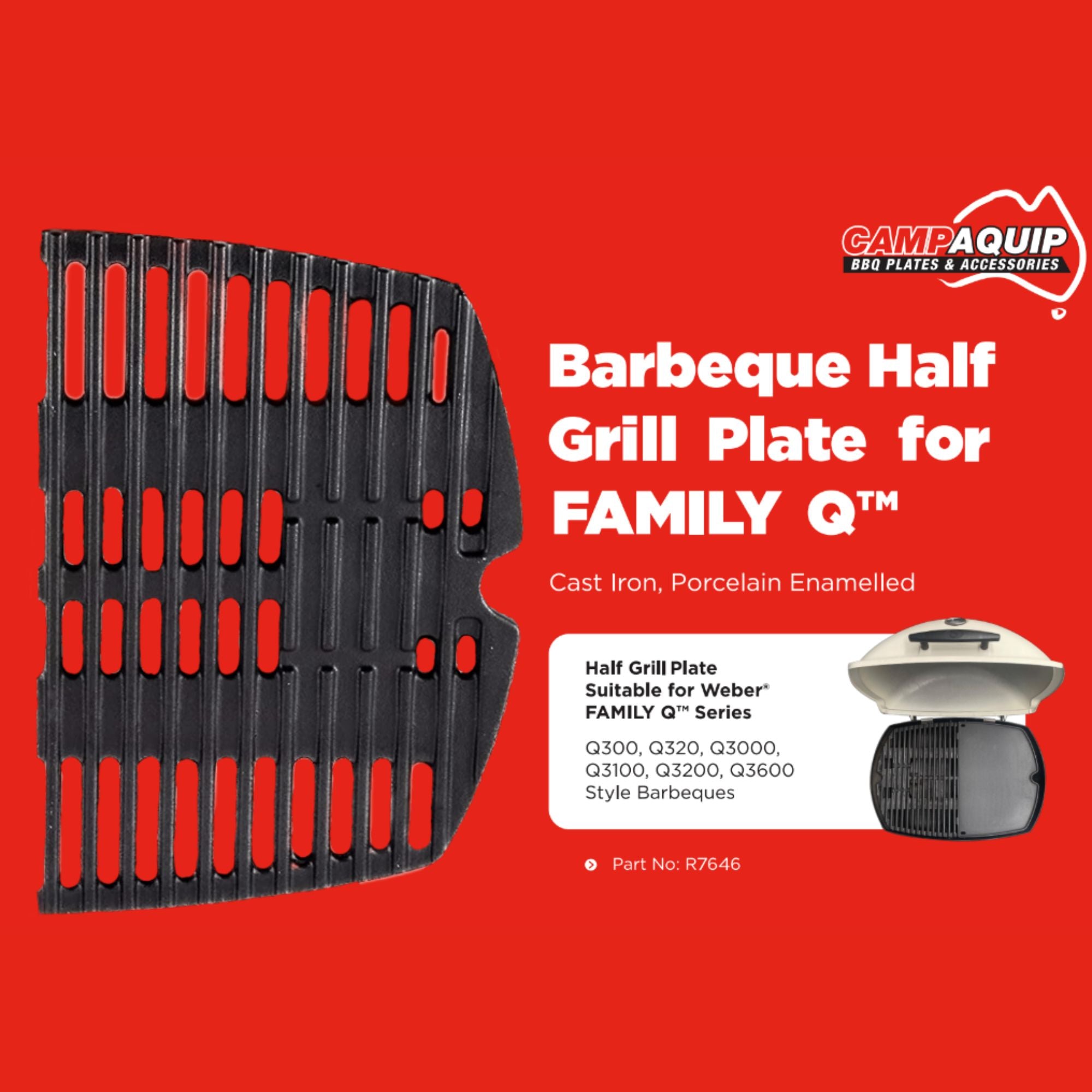 BBQ Half Grill for Weber FAMILY Q Single - 7646_1