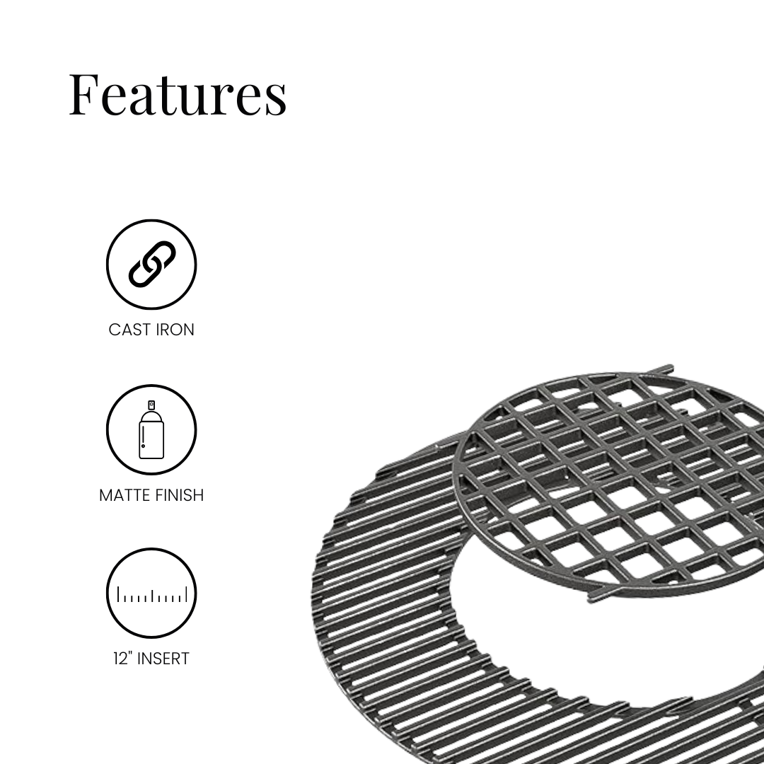 22" Cast Iron Cooking Grate with Removable Insert - 8835
